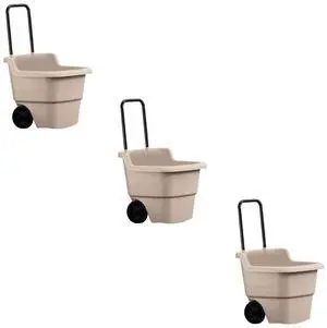 15 Gallon Poly Multipurpose Rolling Lawn and Garden Cart, Taupe (3 Pack) 15 Gallon Poly Multipurpose Rolling Lawn and Garden Cart, Taupe (3 Pack)