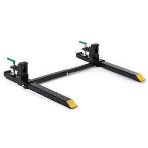 Light-Duty 43" Clamp-On Pallet Forks with Adjustable Stabilizer Bar, 30" x 3" Fork Length, Rated 1,500 LB, Easy to Install on Loader or Skid Steer Bucket Light-Duty 43" Clamp-On Pallet Forks with Adjustable Stabilizer Bar, 30" x 3" Fork Length, Rated 1,500 LB, Easy to Install on Loader or Skid Steer Bucket