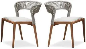 2 Pieces Outdoor Dining Chair All-Weather Rattan Wicker Aluminum Frame Patio Dining Chair for Lawn Garden Backyard Deck with Cushion, Deep Teak 2 Pieces Outdoor Dining Chair All-Weather Rattan Wicker Aluminum Frame Patio Dining Chair for Lawn Garden Backyard Deck with Cushion, Deep Teak