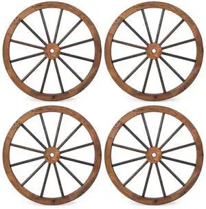 30-Inch Wagon Wheels 4 Pieces, Carbonized Solid Fir Wood, Old Western Style Wall Art Garden Decor, Decorative Rustic Wood Wheels for Yard Garage Bar Farmhouse Outdoor 30-Inch Wagon Wheels 4 Pieces, Carbonized Solid Fir Wood, Old Western Style Wall Art Garden Decor, Decorative Rustic Wood Wheels for Yard Garage Bar Farmhouse Outdoor