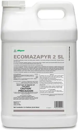 Ecomazapyr 2 SL Herbicide - Broad-Spectrum Brush & Weed Killer for Aquatic/Terrestrial Areas - Grass and Weed killer for Trees, Brush, Emergent Aquatic Vegetation - 27.8% Imazapyr, 2.5 Gallon Ecomazapyr 2 SL Herbicide - Broad-Spectrum Brush & Weed Killer for Aquatic/Terrestrial Areas - Grass and Weed killer for Trees, Brush, Emergent Aquatic Vegetation - 27.8% Imazapyr, 2.5 Gallon