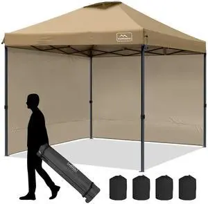 10x10 Pop-Up Canopy Tent, Waterproof, Portable Shade with Side Walls, Adjustable Instant Outdoor Shelter for Camping, Backyard, and Events, Khaki 10x10 Pop-Up Canopy Tent, Waterproof, Portable Shade with Side Walls, Adjustable Instant Outdoor Shelter for Camping, Backyard, and Events, Khaki