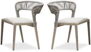 2 Pieces Outdoor Dining Chair All-Weather Rattan Wicker Aluminum Frame Patio Dining Chair for Lawn Garden Backyard Deck with Cushion, Champagne 2 Pieces Outdoor Dining Chair All-Weather Rattan Wicker Aluminum Frame Patio Dining Chair for Lawn Garden Backyard Deck with Cushion, Champagne