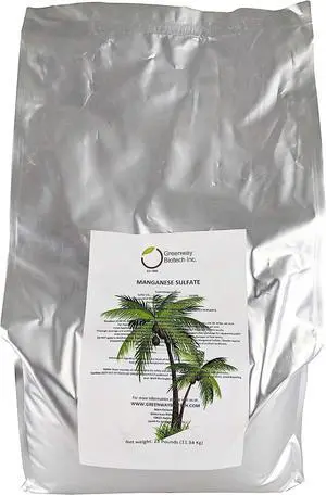 Manganese Sulfate Monohydrate Fertilizer- 100% Water Soluble Contains 31% Manganese Ideal for Hydroponics & Aeroponics Agriculture- Palm Tree Plant Fertilizer (2X 25 Pounds) Manganese Sulfate Monohydrate Fertilizer- 100% Water Soluble Contains 31% Manganese Ideal for Hydroponics & Aeroponics Agriculture- Palm Tree Plant Fertilizer (2X 25 Pounds)