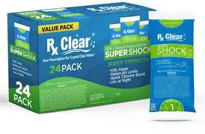 Super Shock for Swimming Pools | 68% Calcium Hypochlorite Shock | Chlorinator and Algaecide | Kill Pool Algae for a Crystal Clear Pool | One Pound Bags | 24 Pack Super Shock for Swimming Pools | 68% Calcium Hypochlorite Shock | Chlorinator and Algaecide | Kill Pool Algae for a Crystal Clear Pool | One Pound Bags | 24 Pack