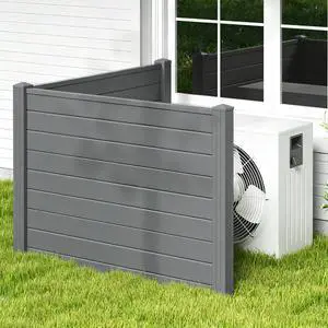 2 Panels Air Conditioner Fence, 48''W x 36''H Outdoor Privacy Screen with Metal Stakes, No-Dig Decorative Trash Can Enclosure, PP Freestanding Fences for Garden Lawn AC Unit Pool Pump, Gray 2 Panels Air Conditioner Fence, 48''W x 36''H Outdoor Privacy Screen with Metal Stakes, No-Dig Decorative Trash Can Enclosure, PP Freestanding Fences for Garden Lawn AC Unit Pool Pump, Gray