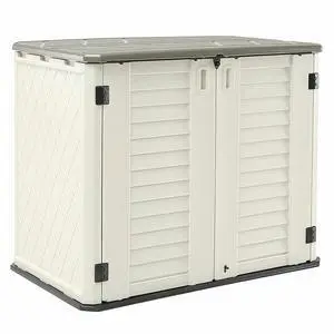 Storage Shed Weather Resistance, Multi-Purpose Outdoor Storage Cabinet for Backyards and Patios, 26 Cu.ft Capacity Horizontal Storage Shed for Bike, Lawnmower, Trash Cans, Patio Accessories Storage Shed Weather Resistance, Multi-Purpose Outdoor Storage Cabinet for Backyards and Patios, 26 Cu.ft Capacity Horizontal Storage Shed for Bike, Lawnmower, Trash Cans, Patio Accessories