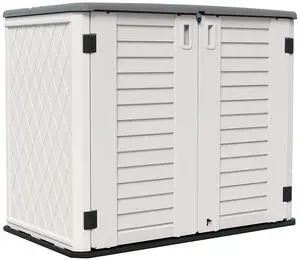 Storage Shed Weather Resistance, Multi-Purpose Outdoor Storage Cabinet for Backyards and Patios, Horizontal Storage Shed for Lawnmower, Patio Accessories (White 1, Large - 26 cu.ft) Storage Shed Weather Resistance, Multi-Purpose Outdoor Storage Cabinet for Backyards and Patios, Horizontal Storage Shed for Lawnmower, Patio Accessories (White 1, Large - 26 cu.ft)