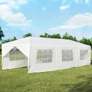 10' x 30' Outdoor Waterproof Gazebo Canopy w/ 6 Removable Sidewalls and 2 Doorways, Heavy Duty Large Tent w/Strong Connection Stakes Ropes for Party Wedding Events Beach BBQ (White) 10' x 30' Outdoor Waterproof Gazebo Canopy w/ 6 Removable Sidewalls and 2 Doorways, Heavy Duty Large Tent w/Strong Connection Stakes Ropes for Party Wedding Events Beach BBQ (White)