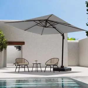 Patio Umbrella Outdoor, 10 Feet Cantilever Umbrella Aluminum Offset Umbrella with 360-degree Rotation for Backyard, Pool, Lawn, Deck (Square, Gray) Patio Umbrella Outdoor, 10 Feet Cantilever Umbrella Aluminum Offset Umbrella with 360-degree Rotation for Backyard, Pool, Lawn, Deck (Square, Gray)