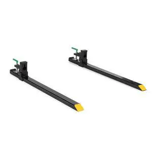 Light-Duty 60" Clamp-On Pallet Forks, 46" x 3" Fork Length, Rated 1,500 LB, Easy to Install on Loader or Skid Steer Bucket Light-Duty 60" Clamp-On Pallet Forks, 46" x 3" Fork Length, Rated 1,500 LB, Easy to Install on Loader or Skid Steer Bucket