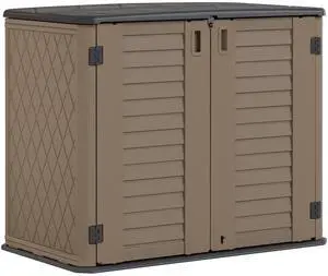 Storage Shed Weather Resistance, Multi-Purpose Outdoor Storage Cabinet for Backyards and Patios, Horizontal Storage Shed for Lawnmower, Patio Accessories (Coffee, Large - 26 cu.ft) Storage Shed Weather Resistance, Multi-Purpose Outdoor Storage Cabinet for Backyards and Patios, Horizontal Storage Shed for Lawnmower, Patio Accessories (Coffee, Large - 26 cu.ft)