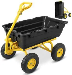 1400lbs Garden Dump Cart for Lawn & Landscaping, Towable Utility Wagon with Quick-Release Dumping, 10" All-Terrain Tires, Black 1400lbs Garden Dump Cart for Lawn & Landscaping, Towable Utility Wagon with Quick-Release Dumping, 10" All-Terrain Tires, Black