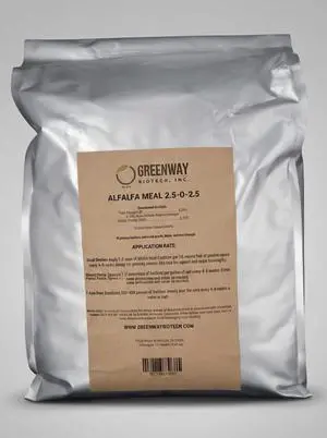 Organic Alfalfa Meal Fertilizer 2.5-0-2.5 | Rose & Vegetable Plant Food with Triacontanol Growth Stimulant | Non-GMO, Phosphorus-Free | 2 X 15 Pounds Organic Alfalfa Meal Fertilizer 2.5-0-2.5 | Rose & Vegetable Plant Food with Triacontanol Growth Stimulant | Non-GMO, Phosphorus-Free | 2 X 15 Pounds