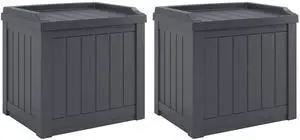 2 Pack Small Deck Box Storage w/Bench Seat for Indoor & Outdoor Use, 22 Gal., Cyberspace 2 Pack Small Deck Box Storage w/Bench Seat for Indoor & Outdoor Use, 22 Gal., Cyberspace
