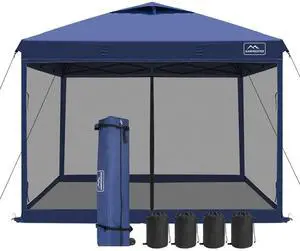 10x10 Pop-Up Canopy Tent, Waterproof Portable Shade with Screen Walls, Adjustable Instant Outdoor Shelter for Camping, Backyard, and Events, Navy Blue 10x10 Pop-Up Canopy Tent, Waterproof Portable Shade with Screen Walls, Adjustable Instant Outdoor Shelter for Camping, Backyard, and Events, Navy Blue