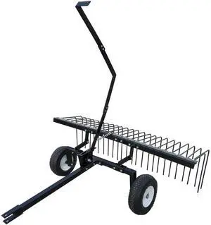 Pine Straw Rake, Steel Lawn Sweeper with 24 Spring Tines, 60-Inch - Leaf Collector Attachment with Pin Hitch for ATV, UTV or Utility Tractor Pine Straw Rake, Steel Lawn Sweeper with 24 Spring Tines, 60-Inch - Leaf Collector Attachment with Pin Hitch for ATV, UTV or Utility Tractor