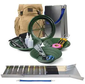 Deluxe 50" Backpack Folding Sluice Box Gold Prospecting Kit, Khaki Deluxe 50" Backpack Folding Sluice Box Gold Prospecting Kit, Khaki