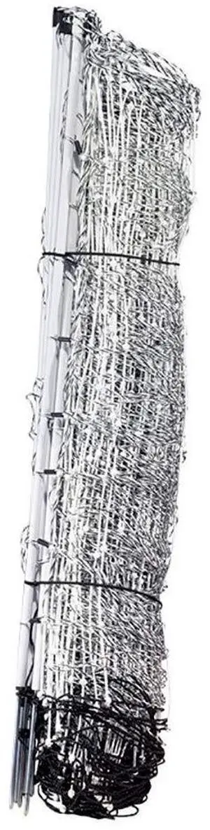 Premier 1 ElectroNet® 35"H x 164'L Portable Electric Fence with Built-in Single Spike Posts | White/Black Fence for Sheep & Goats Premier 1 ElectroNet® 35"H x 164'L Portable Electric Fence with Built-in Single Spike Posts | White/Black Fence for Sheep & Goats