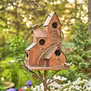 Large Copper Colored Multi-Birdhouse Stakes, Room for 4 Bird Families in Each (Castle Home) Large Copper Colored Multi-Birdhouse Stakes, Room for 4 Bird Families in Each (Castle Home)