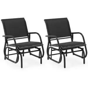 Swing Glider Chair W/Study Metal Frame Comfortable Patio Chair Love-Seat for Garden, Porch, Backyard, Poolside, Lawn Outdoor Rocking Chair (2, Black) Swing Glider Chair W/Study Metal Frame Comfortable Patio Chair Love-Seat for Garden, Porch, Backyard, Poolside, Lawn Outdoor Rocking Chair (2, Black)