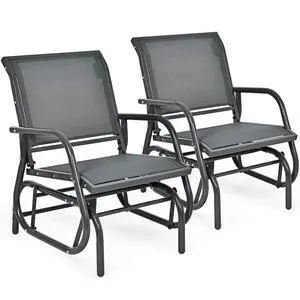 Swing Glider Chair W/Study Metal Frame Comfortable Patio Chair Love-Seat for Garden, Porch, Backyard, Poolside, Lawn Outdoor Rocking Chair (2, Gray) Swing Glider Chair W/Study Metal Frame Comfortable Patio Chair Love-Seat for Garden, Porch, Backyard, Poolside, Lawn Outdoor Rocking Chair (2, Gray)