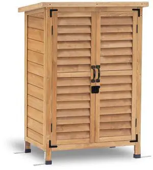 Outdoor Storage Cabinet, Small Storage Shed with Removable Shelf, Wood Garden Shed with 2 Doors for Yard Patio Lawn (24.6 x 18.3 x 38.2 inch) 0985 (Yellow) Outdoor Storage Cabinet, Small Storage Shed with Removable Shelf, Wood Garden Shed with 2 Doors for Yard Patio Lawn (24.6 x 18.3 x 38.2 inch) 0985 (Yellow)