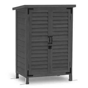 Outdoor Storage Cabinet, Small Storage Shed with Removable Shelf, Wood Garden Shed with 2 Doors for Yard Patio Lawn (24.6 x 18.3 x 38.2 inch) 0985 (Grey) Outdoor Storage Cabinet, Small Storage Shed with Removable Shelf, Wood Garden Shed with 2 Doors for Yard Patio Lawn (24.6 x 18.3 x 38.2 inch) 0985 (Grey)