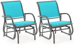Swing Glider Chair W/Study Metal Frame Comfortable Patio Chair Love-Seat for Garden, Porch, Backyard, Poolside, Lawn Outdoor Rocking Chair (2, Turquoise) Swing Glider Chair W/Study Metal Frame Comfortable Patio Chair Love-Seat for Garden, Porch, Backyard, Poolside, Lawn Outdoor Rocking Chair (2, Turquoise)