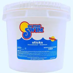 4 Inch Chlorine Sticks for Sanitizing Swimming Pools - Individually Wrapped, Slow Dissolving, Stabilized Chlorine Sanitizer - 90% Available Chlorine, 99% Trichlor - 25 Pounds 4 Inch Chlorine Sticks for Sanitizing Swimming Pools - Individually Wrapped, Slow Dissolving, Stabilized Chlorine Sanitizer - 90% Available Chlorine, 99% Trichlor - 25 Pounds
