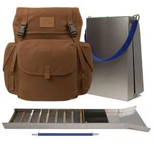 50" Aluminum Folding Gold Sluice Box Kit for Gold Prospecting, 2pc with Backpack, Brown 50" Aluminum Folding Gold Sluice Box Kit for Gold Prospecting, 2pc with Backpack, Brown