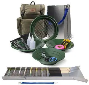 24pc Deluxe 50" Aluminum Folding Sluice Box Gold Prospecting Kit, Green 24pc Deluxe 50" Aluminum Folding Sluice Box Gold Prospecting Kit, Green