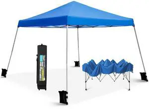 Instant Shelter Canopy,Angled Leg 12' x 12' UV Block Sun Shade Canopy Gazebo for Patio Outdoor, Lightweight, Blue Instant Shelter Canopy,Angled Leg 12' x 12' UV Block Sun Shade Canopy Gazebo for Patio Outdoor, Lightweight, Blue