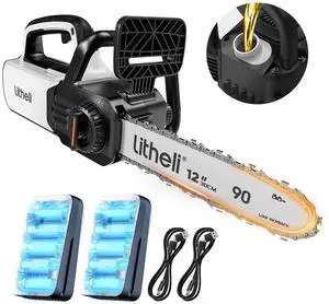 12" Brushless Electric Battery Chainsaw, Chain Saw with 2 x 20V MAX 2.0Ah Battery,Cordless Handheld Battery Powered Chainsaw Auto-Lubrication for Wood Cutting Trimming Courtyard 12" Brushless Electric Battery Chainsaw, Chain Saw with 2 x 20V MAX 2.0Ah Battery,Cordless Handheld Battery Powered Chainsaw Auto-Lubrication for Wood Cutting Trimming Courtyard