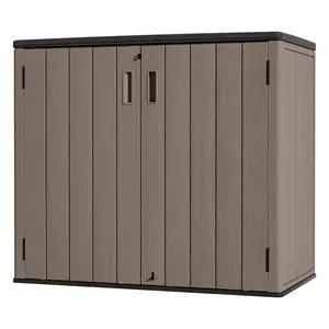 Large Outdoor Storage Box,Resin Shed,Waterproof/Lockable,Outdoor Storage Cabinet for Balcony,Garage,Backyard (37Cu.ft-Light Brown) Large Outdoor Storage Box,Resin Shed,Waterproof/Lockable,Outdoor Storage Cabinet for Balcony,Garage,Backyard (37Cu.ft-Light Brown)