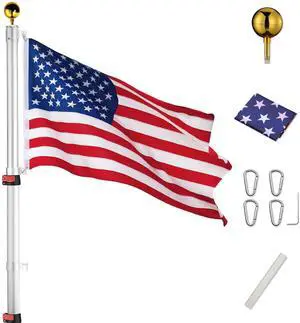 25ft Telescopic Aluminum Flag Pole Fly 2 Flags 3'x5' US Flag Ball Top Kit Telescoping Flagpole Yard Outdoor Garden 25ft Telescopic Aluminum Flag Pole Fly 2 Flags 3'x5' US Flag Ball Top Kit Telescoping Flagpole Yard Outdoor Garden