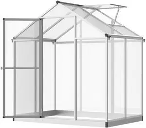 4' x 6' Greenhouse for Outdoors, Polycarbonate Greenhouse with Rain Gutter and Roof Vent, Aluminum Walk-in Green Houses for Outside Patio Backyard Garden 4' x 6' Greenhouse for Outdoors, Polycarbonate Greenhouse with Rain Gutter and Roof Vent, Aluminum Walk-in Green Houses for Outside Patio Backyard Garden