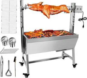 Stainless Steel Rotisserie Grill, 25W Motor Small Pig Lamb Rotisserie Roaster, 37 Inch BBQ Charcoal Grill for Camping Outdoor Kitchen without Baffle Stainless Steel Rotisserie Grill, 25W Motor Small Pig Lamb Rotisserie Roaster, 37 Inch BBQ Charcoal Grill for Camping Outdoor Kitchen without Baffle