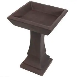 Sunnydaze 23 H Concrete Bird Bath for Outdoors - Simply Square Garden Bird Bath with Glass Fiber Reinforced Concrete Construction - Brown Sunnydaze 23 H Concrete Bird Bath for Outdoors - Simply Square Garden Bird Bath with Glass Fiber Reinforced Concrete Construction - Brown
