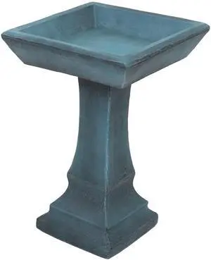 Sunnydaze 23 H Concrete Bird Bath for Outdoors - Simply Square Garden Bird Bath with Glass Fiber Reinforced Concrete Construction - Patina Green Sunnydaze 23 H Concrete Bird Bath for Outdoors - Simply Square Garden Bird Bath with Glass Fiber Reinforced Concrete Construction - Patina Green