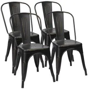 Metal Dining Chair Indoor Outdoor Use Stackable Chic Side Classic Trattoria Metal Chairs Set of 4 for Kitchen, Dining Room, Bistro and Cafe (Gold Black) Metal Dining Chair Indoor Outdoor Use Stackable Chic Side Classic Trattoria Metal Chairs Set of 4 for Kitchen, Dining Room, Bistro and Cafe (Gold Black)