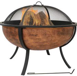 Sunnydaze 32-Inch Outdoor Wood-Burning Fire Pit for Patio, Backyard, Deck, Porch - Steel Metal Round Firepit for Outside with Spark Screen, Wood Grate, and Poker Tool - Copper Sunnydaze 32-Inch Outdoor Wood-Burning Fire Pit for Patio, Backyard, Deck, Porch - Steel Metal Round Firepit for Outside with Spark Screen, Wood Grate, and Poker Tool - Copper