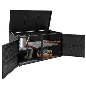 Deck Box Outdoor Wicker Storage Box Cabinet, 88 Gallon Patio Rattan Storage Container Bin Box for Furniture Tools in Garden Balcony Porch Yard Deck Box Outdoor Wicker Storage Box Cabinet, 88 Gallon Patio Rattan Storage Container Bin Box for Furniture Tools in Garden Balcony Porch Yard