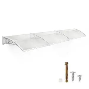 115.9 inch Window Awning Outdoor Polycarbonate Hollow Sheet Door Patio Canopy (40''x120'', White Panels with White Bracket) 115.9 inch Window Awning Outdoor Polycarbonate Hollow Sheet Door Patio Canopy (40''x120'', White Panels with White Bracket)
