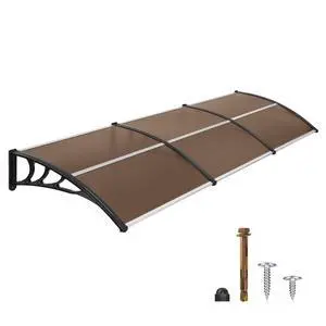 115.9 inch Window Awning Outdoor Polycarbonate Hollow Sheet Door Patio Canopy (40''x120'', Dark Brown Panels with Black Bracket) 115.9 inch Window Awning Outdoor Polycarbonate Hollow Sheet Door Patio Canopy (40''x120'', Dark Brown Panels with Black Bracket)