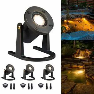 Submersible Pond Light - 12V Low Voltage IP68 Waterproof, Solid Brass Underwater Light with 2700K MR16 LED Bulb, for Water Fountains, Waterfalls, Pool and Outdoor Landscape Lighting(4 Pack) Submersible Pond Light - 12V Low Voltage IP68 Waterproof, Solid Brass Underwater Light with 2700K MR16 LED Bulb, for Water Fountains, Waterfalls, Pool and Outdoor Landscape Lighting(4 Pack)