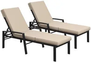 Chaise Lounge Chairs for Outdoor, Lounge Chairs Set of 2, Adjustable PE Rattan Wicker Patio Pool Lounge Chair with Cushion and Wheels for Backyard Deck Porch Garden, Brown Rattan&Khaki Cushion Chaise Lounge Chairs for Outdoor, Lounge Chairs Set of 2, Adjustable PE Rattan Wicker Patio Pool Lounge Chair with Cushion and Wheels for Backyard Deck Porch Garden, Brown Rattan&Khaki Cushion