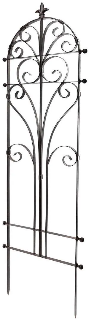 Scroll Garden Trellis 58" H, Freestanding Heavy Duty Iron 24 lbs | Powder-coated finish with ground spikes included. Supports climbing roses, clematis, ivy and vines Scroll Garden Trellis 58" H, Freestanding Heavy Duty Iron 24 lbs | Powder-coated finish with ground spikes included. Supports climbing roses, clematis, ivy and vines