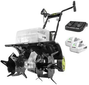 24V Cordless Garden Tiller Cultivator Kit with Battery and Charger for Weeding, Soil Aeration and Prepping Plant Beds, Black, 24V-X2-TLR14 24V Cordless Garden Tiller Cultivator Kit with Battery and Charger for Weeding, Soil Aeration and Prepping Plant Beds, Black, 24V-X2-TLR14