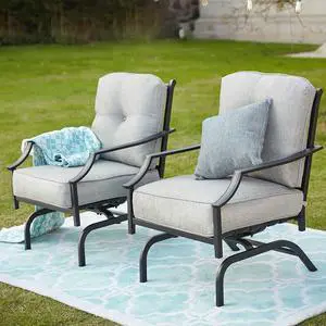 Top Space Rocking Patio Chairs Outdoor Metal Furniture Motion Spring Chair Black Dining Bistro Set with Padded Cushion for Garden Balcony Porch Top Space Rocking Patio Chairs Outdoor Metal Furniture Motion Spring Chair Black Dining Bistro Set with Padded Cushion for Garden Balcony Porch